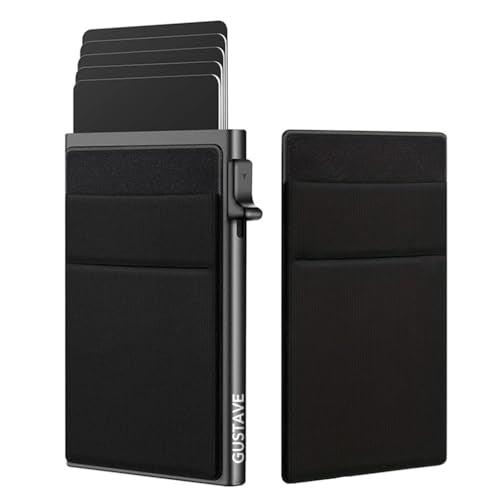 GUSTAVE Wallets for Men, Slim Card Holder Aluminum Alloy with Cash Compartment RFID-Blocking Credit Cards Holder Pop-Up Card Organizer Business Card Holder, 97x62x13mm GUSTAVE Wallets for Men, Slim Card Holder Aluminum Alloy with Cash Compartment RFID-Blocking Credit Cards Holder Pop-Up Card Organizer Business Card Holder, 97x62x13mm